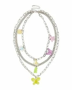 Deals ❤️ Flower Bear and Butterfly Triple Row Charm Necklace 🧨 -Playboy Shop 03752094 b