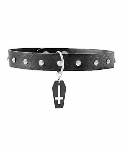 Wholesale 🛒 Cross Coffin Studded Choker Necklace ⌛