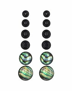New 💯 Multi-Pack Black Faux Abalone Plugs - 6 Pair ❤️ -Playboy Shop 03752235 c
