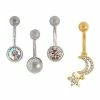 Deals 🎁 Multi-Pack CZ Moon and Star Titanium Belly Rings 4 Pack - 14 Gauge ⌛ 1 Deals 🎁 Multi-Pack CZ Moon and Star Titanium Belly Rings 4 Pack - 14 Gauge ⌛ -Playboy Shop 03752631 a
