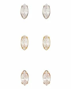 Flash Sale π Multi-Pack CZ Oval Stud Earrings 3 Pair - 20 Gauge β¨