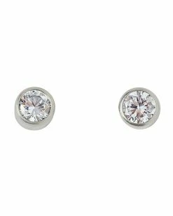 Deals ✔️ Round CZ Silvertone Titanium Stud Earrings - 20 Gauge 🤩