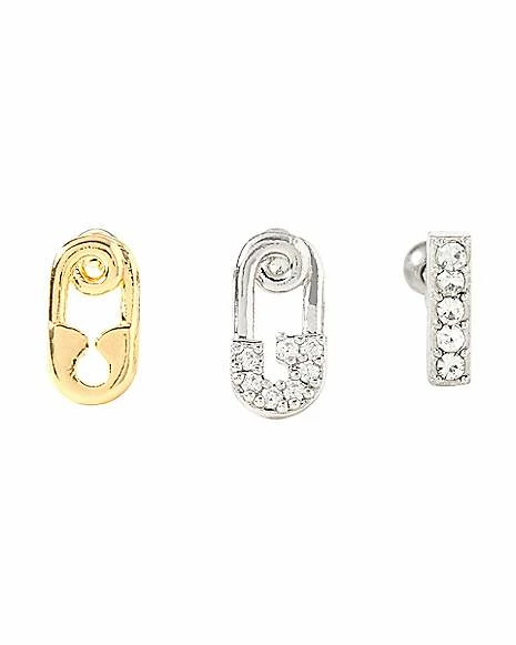 Brand new π₯ Multi-Pack CZ Safety Pin Cartilage Barbells 3 Pack - 16 Gauge π 3 Brand new π₯ Multi-Pack CZ Safety Pin Cartilage Barbells 3 Pack - 16 Gauge π