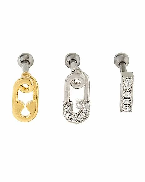 Brand new π₯ Multi-Pack CZ Safety Pin Cartilage Barbells 3 Pack - 16 Gauge π 4 Brand new π₯ Multi-Pack CZ Safety Pin Cartilage Barbells 3 Pack - 16 Gauge π - Image 2