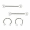 Outlet 💯 Multi-Pack Faux Pearl Titanium Horseshoe Rings and Barbells 2 Pair - 14 Gauge 🔔 -Playboy Shop 03752888 a