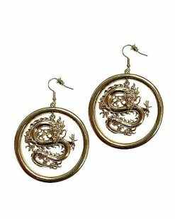 Best Pirce ❤️ Goldtone Dragon Dangle Hoop Earrings 🔥