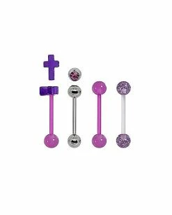 Best reviews of 🧨 Multi-Pack Purple CZ Cross Barbells 4 Pack - 14 Gauge 👍
