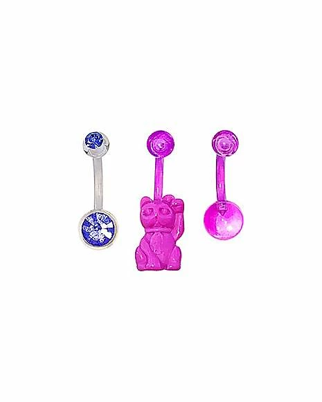 Budget π€© Multi-Pack Lucky Cat Belly Rings 3 Pack - 14 Gauge π 3 Budget π€© Multi-Pack Lucky Cat Belly Rings 3 Pack - 14 Gauge π