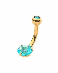 Discount 👍 Aqua CZ Goldplated Belly Ring - 14 Gauge 👏 -Playboy Shop 03753365 b