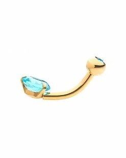 Discount 👍 Aqua CZ Goldplated Belly Ring - 14 Gauge 👏 -Playboy Shop 03753365 c
