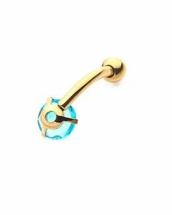 Discount 👍 Aqua CZ Goldplated Belly Ring - 14 Gauge 👏 -Playboy Shop 03753365 d