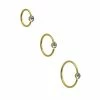 Flash Sale ⌛ Multi-Pack CZ Goldtone Hoop Nose Rings 3 Pack - 20 Gauge 🎁 -Playboy Shop 03753423 a