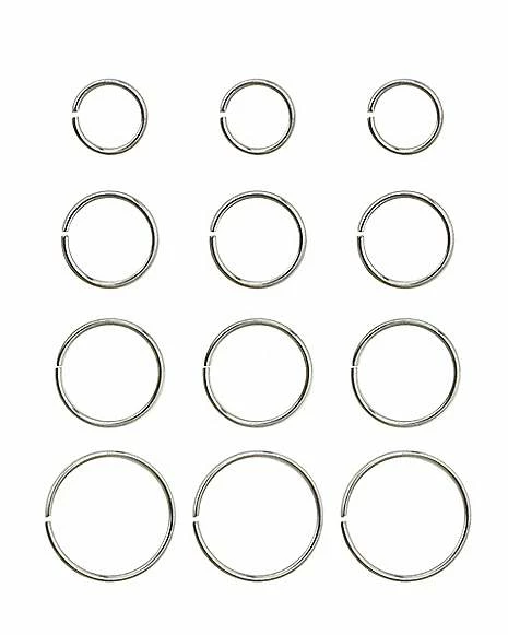 New 🧨 Multi-Pack Hoop Nose Rings 12 Pack - 20 Gauge ⌛ 3 New 🧨 Multi-Pack Hoop Nose Rings 12 Pack - 20 Gauge ⌛