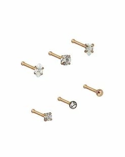 Cheap 🤩 Multi-Pack Shaped CZ Nose Pins 6 Pack - 20 Gauge ⌛ -Playboy Shop 03753464 b
