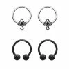 Outlet 🛒 Multi-Pack Black Cross Captive Rings and Horseshoes 4 Pack - 16 Gauge 🤩 -Playboy Shop 03753605 a