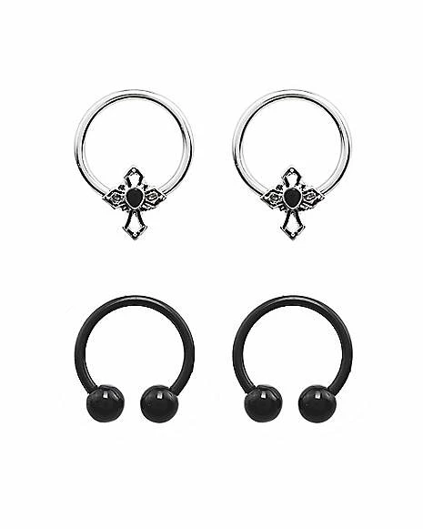 Outlet π Multi-Pack Black Cross Captive Rings and Horseshoes 4 Pack - 16 Gauge π€© 3 Outlet π Multi-Pack Black Cross Captive Rings and Horseshoes 4 Pack - 16 Gauge π€©