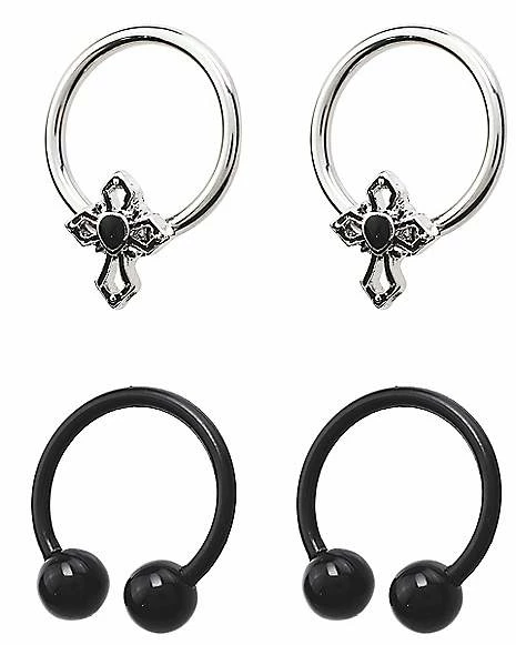 Outlet π Multi-Pack Black Cross Captive Rings and Horseshoes 4 Pack - 16 Gauge π€© 5 Outlet π Multi-Pack Black Cross Captive Rings and Horseshoes 4 Pack - 16 Gauge π€© - Image 3