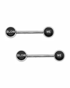Deals 👍 Blow Me Nipple Barbells - 14 Gauge ✔️