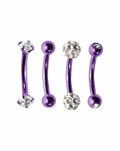 Wholesale π Multi-Pack Paved CZ Purple Curved Barbells 4 Pack - 16 Gauge β 3 Wholesale π Multi-Pack Paved CZ Purple Curved Barbells 4 Pack - 16 Gauge β