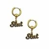 Discount 🔥 Goldplated Slut Dangle Huggie Hoop Earrings - 18 Gauge 😀 -Playboy Shop 03754959 a
