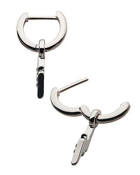 Discount π CZ Lightning Bolt Dangle Huggie Hoop Earrings - 20 Gauge π 3 Discount π CZ Lightning Bolt Dangle Huggie Hoop Earrings - 20 Gauge π - Image 2