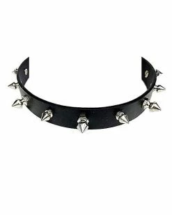 Top 10 🥰 Black Faux Leather Bolt Spiked Choker Necklace 😀 -Playboy Shop 03755337 b