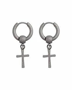 Hot Sale 👍 Glitter Cross Dangle Huggie Hoop Earrings - 18 Gauge ⭐