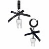 Outlet π Tooth and Bow Dangle Huggie Hoop Earrings - 18 Gauge β 1 Outlet π Tooth and Bow Dangle Huggie Hoop Earrings - 18 Gauge β -Playboy Shop 03761624 a
