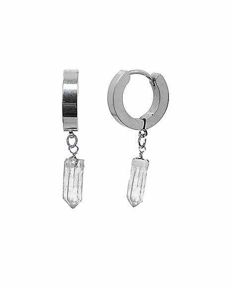 Top 10 π Clear Crystal Dangle Huggie Hoop Earrings - 18 Gauge π 3 Top 10 π Clear Crystal Dangle Huggie Hoop Earrings - 18 Gauge π