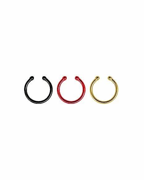 Cheapest π Multi-Pack Black and Red Fake Septum Rings - 3 Pack π 3 Cheapest π Multi-Pack Black and Red Fake Septum Rings - 3 Pack π