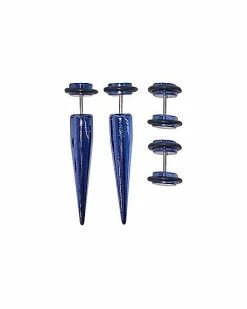 Buy 🔔 Multi-Pack Blue and Black Fake Tapers and Plugs 2 Pair - 18 Gauge ⌛