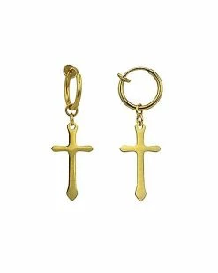 Best deal 🥰 Faux Goldtone Cross Hoop Dangle Earrings 🎁 -Playboy Shop 03763893 b