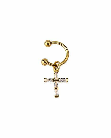 Budget π― CZ Goldtone Cross Fake Hoop Earring π 3 Budget π― CZ Goldtone Cross Fake Hoop Earring π