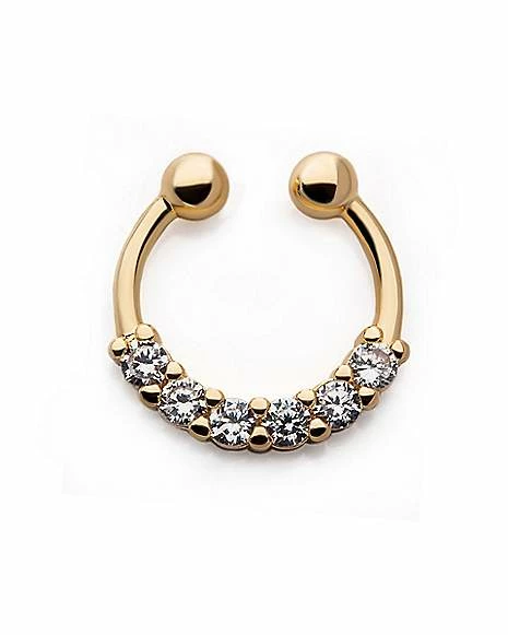Cheap β¨ CZ Goldplated Fake Septum Ring π 3 Cheap β¨ CZ Goldplated Fake Septum Ring π