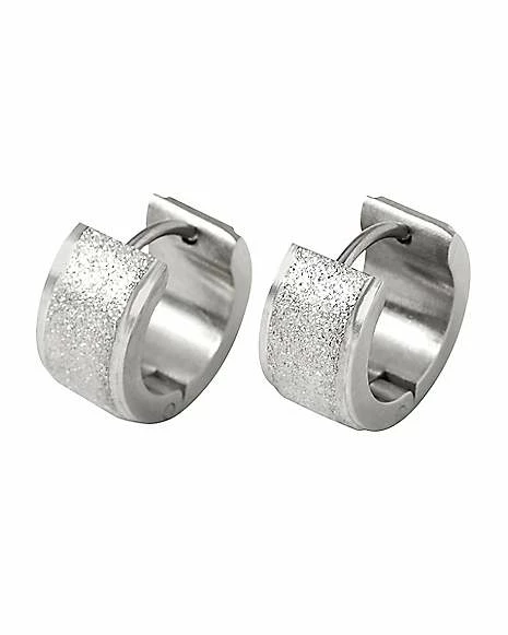 Buy π Sand Blast Silvertone Huggie Hoop Earrings - 18 Gauge π₯° 3 Buy π Sand Blast Silvertone Huggie Hoop Earrings - 18 Gauge π₯°