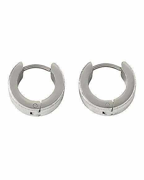 Buy π Sand Blast Silvertone Huggie Hoop Earrings - 18 Gauge π₯° 4 Buy π Sand Blast Silvertone Huggie Hoop Earrings - 18 Gauge π₯° - Image 2