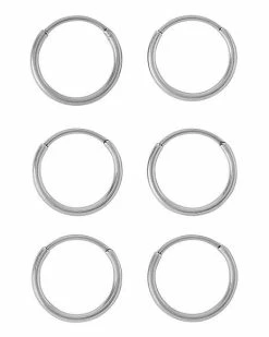 Buy 🔔 Multi-Pack Silvertone Endless Hoop Earrings 6 Pack - 20 Gauge ❤️