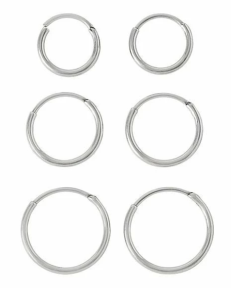 Promo β¨ Multi-Pack Silvertone Hinged Hoop Earrings 3 Pair - 20 Gauge π₯° 3 Promo β¨ Multi-Pack Silvertone Hinged Hoop Earrings 3 Pair - 20 Gauge π₯°
