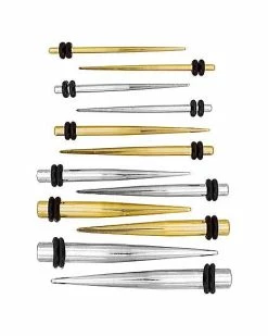 Budget 🌟 Multi-Pack Goldplated and Silvertone Taper Set - 6 Pair 👏