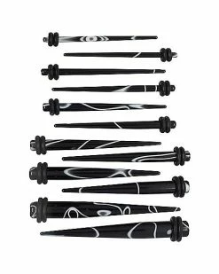 Deals ❤️ Multi-Pack Black and White Marble Taper Set - 6 Pair ⭐