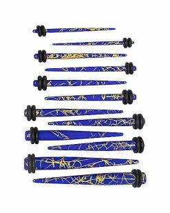 Discount 🧨 Multi-Pack Blue and Gold Splatter Taper Set - 6 Pair 🥰