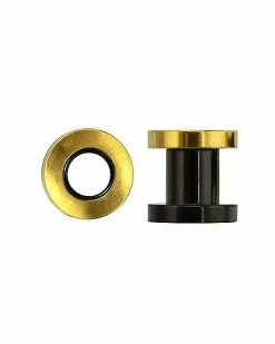 Top 10 π Black and Goldtone Screw Fit Tunnels π