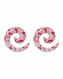 Deals 🎉 Glow in the Dark Red and White Splatter Spiral Ear Tapers ⌛