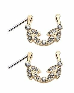 Discount βοΈ Goldtone and Clear Stone Leaves Nipple Barbells - 16 Gauge π 8 Discount βοΈ Goldtone and Clear Stone Leaves Nipple Barbells - 16 Gauge π -Playboy Shop 03771565 c
