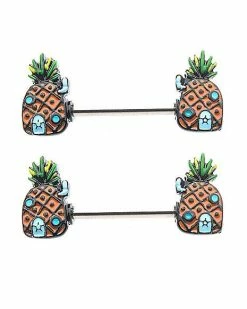 Playboy Shop 25 Best Sale ⭐ Pineapple Nipple Barbells 14 Gauge - SpongeBob SquarePants 🛒