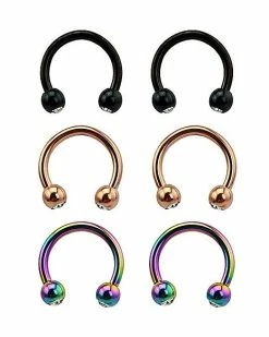 Promo ✨ Multi-Pack CZ Horseshoe Rings 6 Pack - 16 Gauge 👍 -Playboy Shop 03771623 a