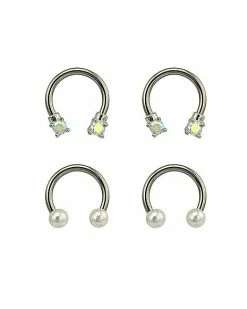 Budget π₯° Multi-Pack Pearlized and CZ Horseshoe Rings 2 Pair - 16 Gauge π 10 Budget π₯° Multi-Pack Pearlized and CZ Horseshoe Rings 2 Pair - 16 Gauge π -Playboy Shop 03771631 a