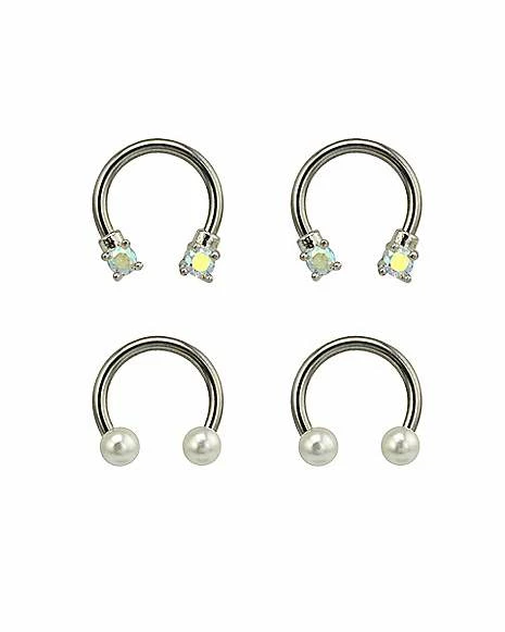 Budget π₯° Multi-Pack Pearlized and CZ Horseshoe Rings 2 Pair - 16 Gauge π 5 Budget π₯° Multi-Pack Pearlized and CZ Horseshoe Rings 2 Pair - 16 Gauge π - Image 3