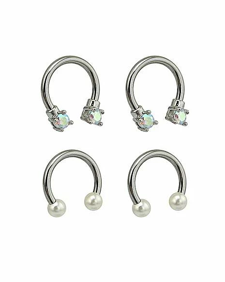 Budget π₯° Multi-Pack Pearlized and CZ Horseshoe Rings 2 Pair - 16 Gauge π 6 Budget π₯° Multi-Pack Pearlized and CZ Horseshoe Rings 2 Pair - 16 Gauge π - Image 4