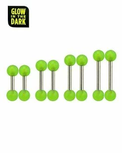 Best Pirce β¨ Multi-Pack Glow in the Dark Green Barbells 8 Pack - 14 Gauge β